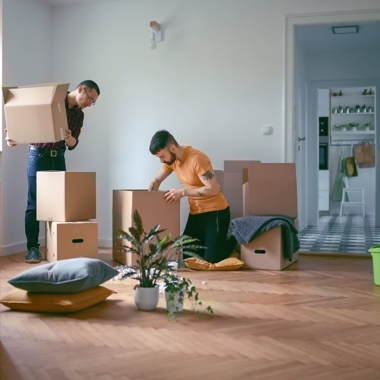 People packing moving boxes